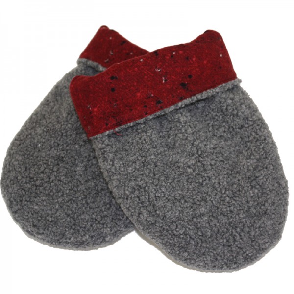 Microwave Hand Warmer Mittens gray with red