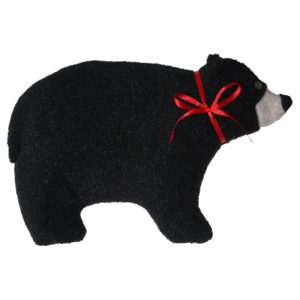 Black Bear Hand and Body Warmer with red ribbon bow profile view