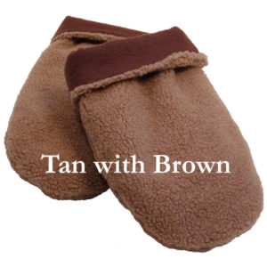 Hand Warmer mittens in tan with brown, filled with whole corn