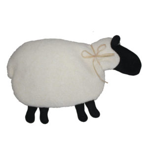 White with black sheep microwave heating pad