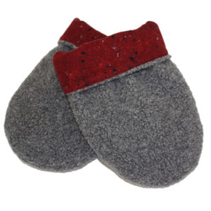 Gray with Red Cinder Hand Warmer Mittens