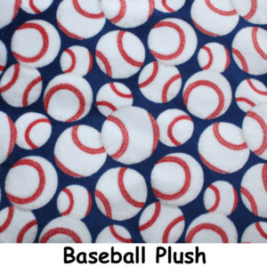White with red stitching baseballs on royal blue background printed i=on Plush fabric