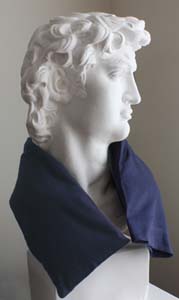 Bust of Michaelangelo's David with a Navy Blue extra long Neck Warmer