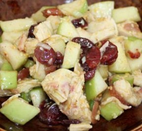 Sesame Chicken Salad with Granny Smith apples, dried cranberries, & sesame seeds