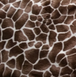 Swatch of plush fabric in giraffe pattern