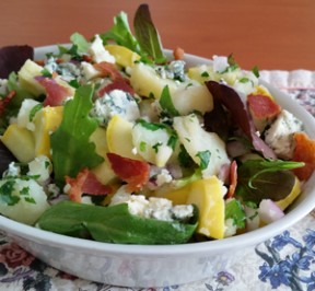 Potatoa Salad with spring greens, bacon, and blue cheese
