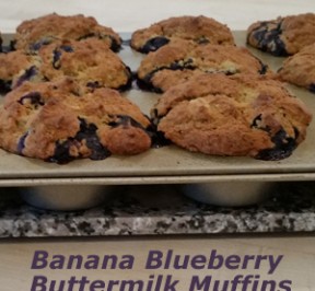 Banana Blueberry Buttermilk Muffins