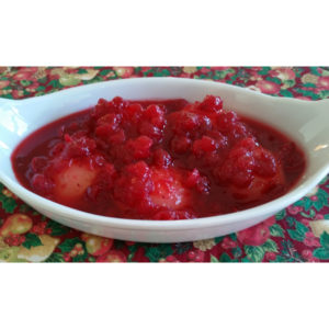 Cranberry Compote served over canned pears
