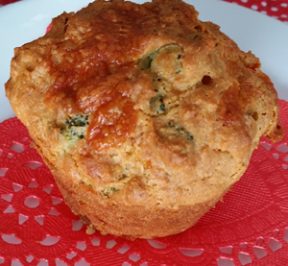 Hearty Breakfast Muffin on a plate with a heart-shaped doily